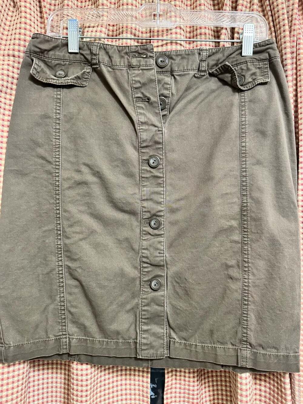 New York & Company Olive Green Button Front Utility Skirt Size 4